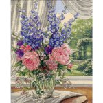 Gold Collection Peonies/Delphiniums Counted Cross Stitch Kit (image for) Gold Collection Peonies/Delphiniums Counted Cross Stitch Kit